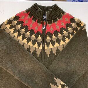 Vintage Worth Cowichan Fair Isle Style Full Zip Cardigan Sweater Women’s Large